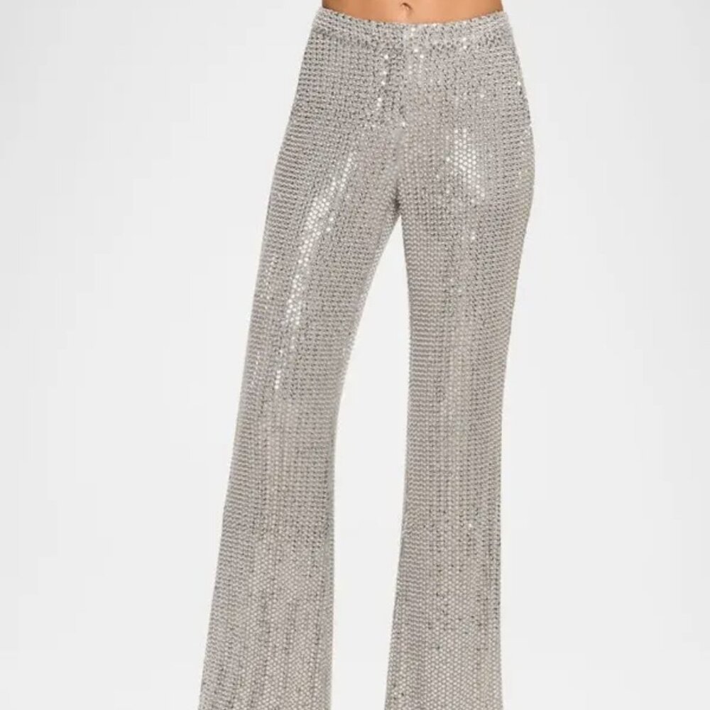 Ramy Brook Olivian Sequin Pants Silver- Size 0